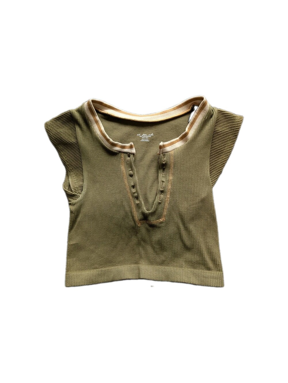 Out From Under x UO Go For Gold Top Sz XS Ribbed Crop Short Sleeve Retro